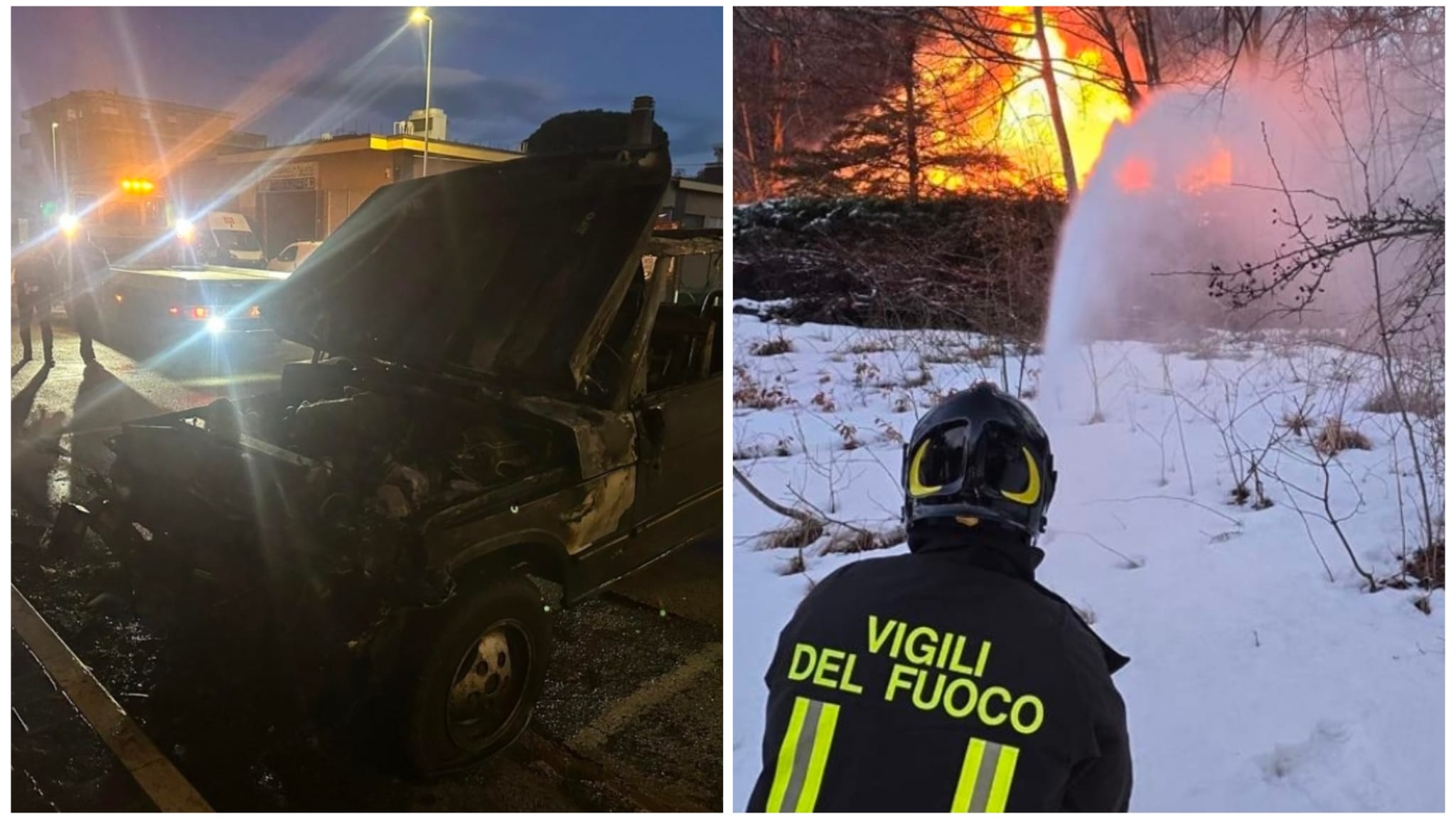 Auto in fiamme a P.S.Elpidio e incendio nella baita ad Amandola